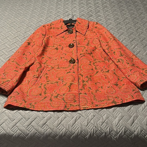 Talbots Paisley Print Stretch A-Line Coat, EUC (Looks New), Size Small - Picture 4 of 11